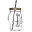 Glass Skull Drinking Jar with Metal Lid & Stripy Straw - Gift Arch