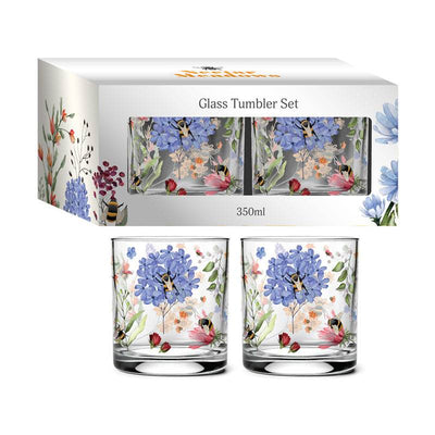 Nectar Meadows Set of 2 Glass Tumblers 250ml - Gift Arch