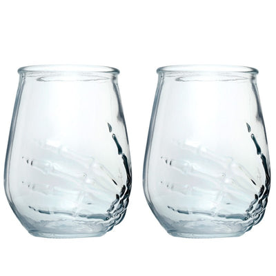 Skeleton Hand Set of 2 Glass Tumblers - Gift Arch