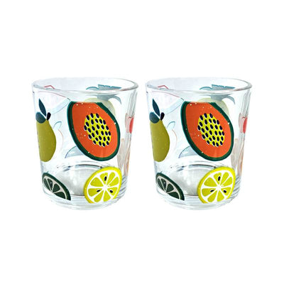 Summer Fruits Set of 2 Glass Tumblers 250ml - Gift Arch