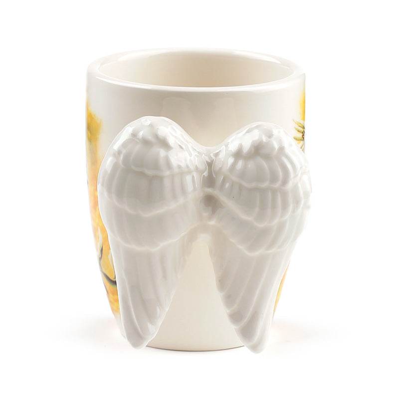 Angel Wings Ceramic Shaped Handle Mug with Decal - Gift Arch