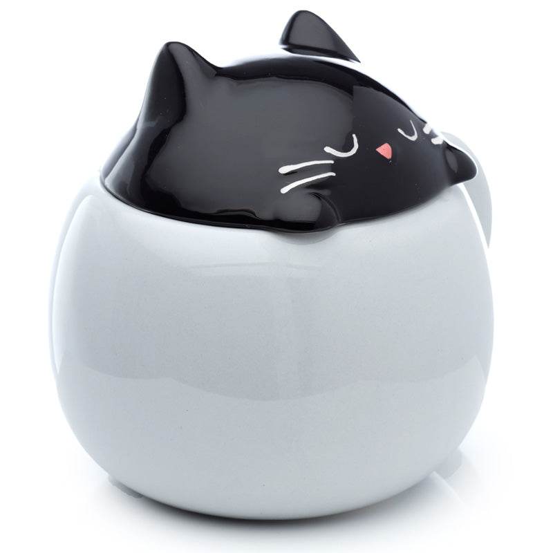 Feline Fine Black Cat Peeping Lid Ceramic Lidded Animal Mug - Gift Arch