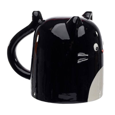 Feline Fine Black Cat Upside Down Ceramic Shaped Mug - Gift Arch