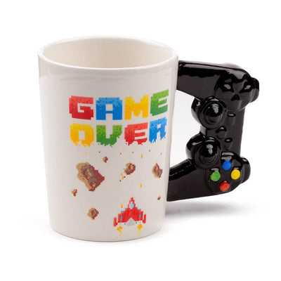 Game Over with Pixel Decal Ceramic Shaped Handle Mug - Gift Arch