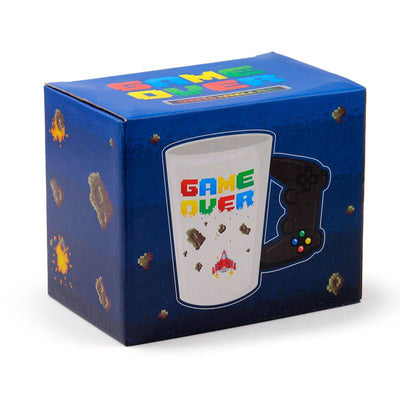 Game Over with Pixel Decal Ceramic Shaped Handle Mug - Gift Arch