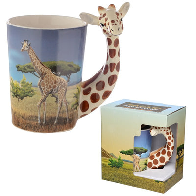 Giraffe Savannah Decal Ceramic Shaped Handle Mug - Gift Arch