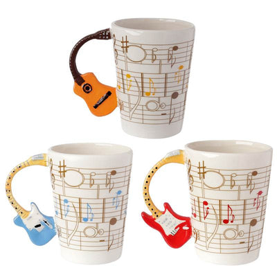 Guitar with Sheet Music Decal Ceramic Shaped Handle Mug - Gift Arch