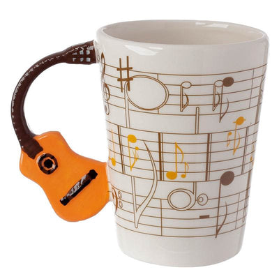 Guitar with Sheet Music Decal Ceramic Shaped Handle Mug - Gift Arch