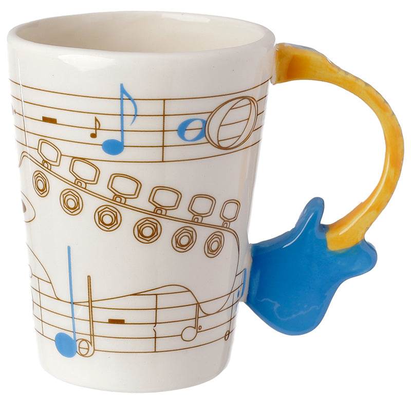 Guitar with Sheet Music Decal Ceramic Shaped Handle Mug - Gift Arch