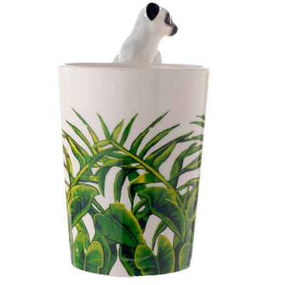 Lemur with Jungle Decal Ceramic Shaped Handle Mug - Gift Arch