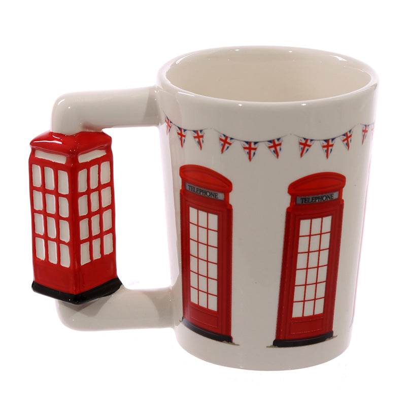 London Icons Red Telephone Box Ceramic Shaped Handle Mug with Decal - Gift Arch
