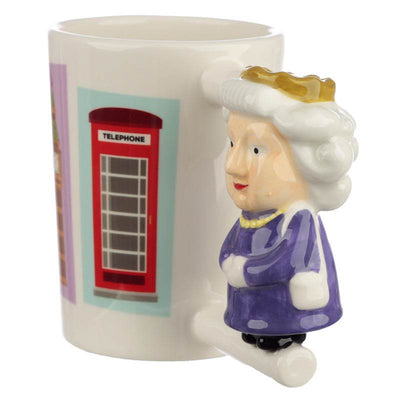 London Souvenir Queen Ceramic Shaped Handle Mug - Gift Arch