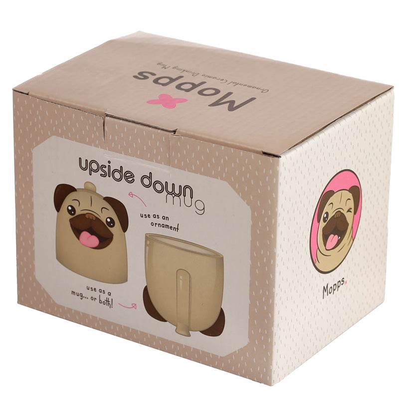 Mopps Pug Upside Down Ceramic Shaped Mug - Gift Arch
