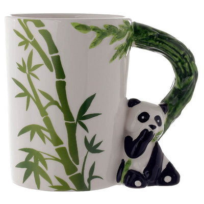Panda with Bamboo Decal Ceramic Shaped Handle Mug - Gift Arch