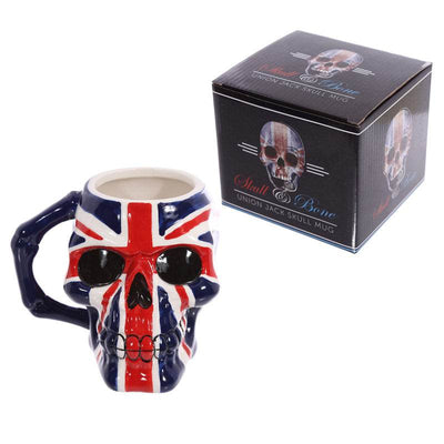 UK Flag Skull Head Ceramic Shaped Mug - Gift Arch