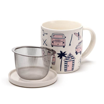 Volkswagen VW T1 Camper Bus Explore More Infuser Mug Set with Lid - Gift Arch