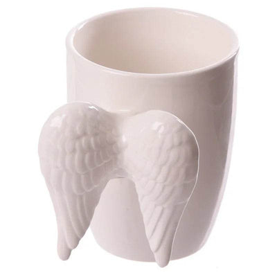 White Angel Wings Ceramic Shaped Handle Mug - Gift Arch