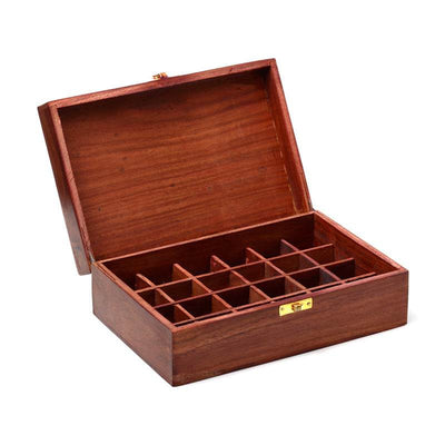 Sheesham Wood Essential Oil Box Design 2 (Holds 24 Bottles) - Gift Arch