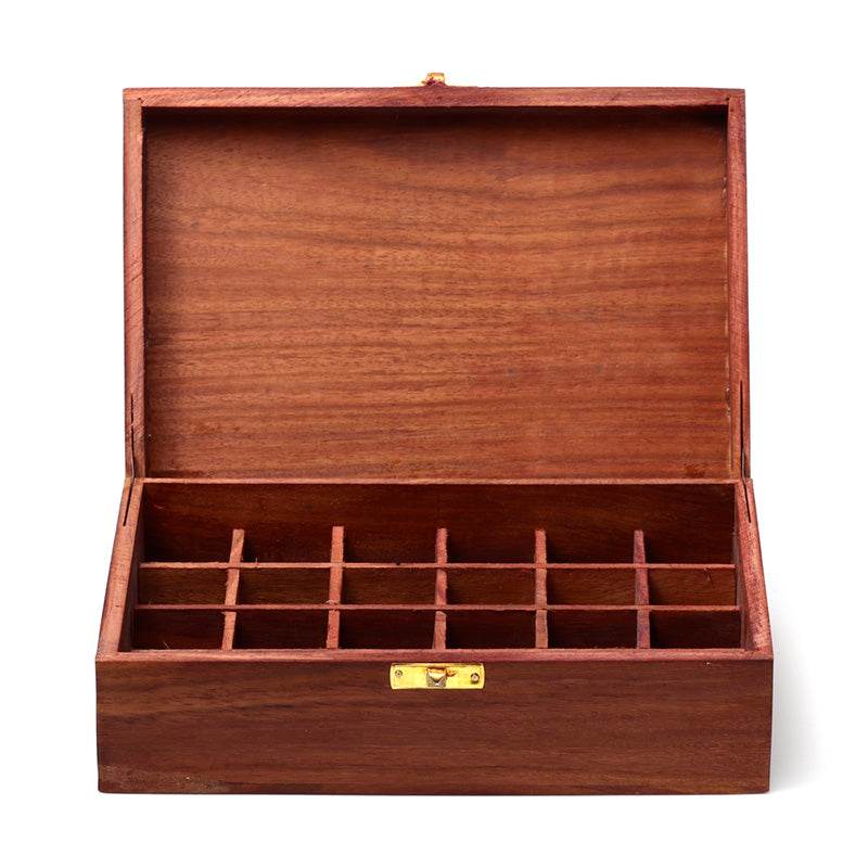 Sheesham Wood Essential Oil Box Design 2 (Holds 24 Bottles) - Gift Arch