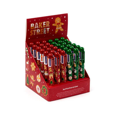 Christmas Baker Street Gingerbread Multi Colour Pen with Charm (6 Colours) - Gift Arch