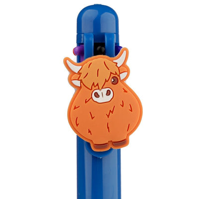 Highland Coo Multi Colour Pen with Cow with Charm (6 Colours) - Gift Arch
