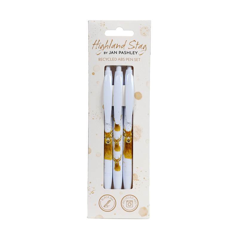 Jan Pashley Stag Recycled ABS (RABS) Pen Set of 3 - Gift Arch