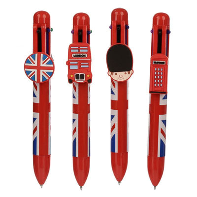 London Souvenir Union Jack Multi Colour Pen with Charm (6 Colours) - Gift Arch