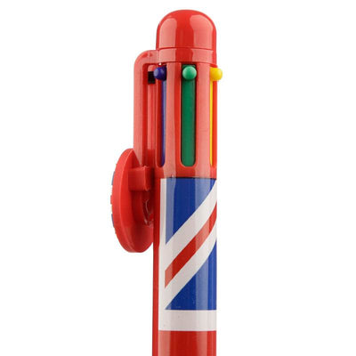 London Souvenir Union Jack Multi Colour Pen with Charm (6 Colours) - Gift Arch