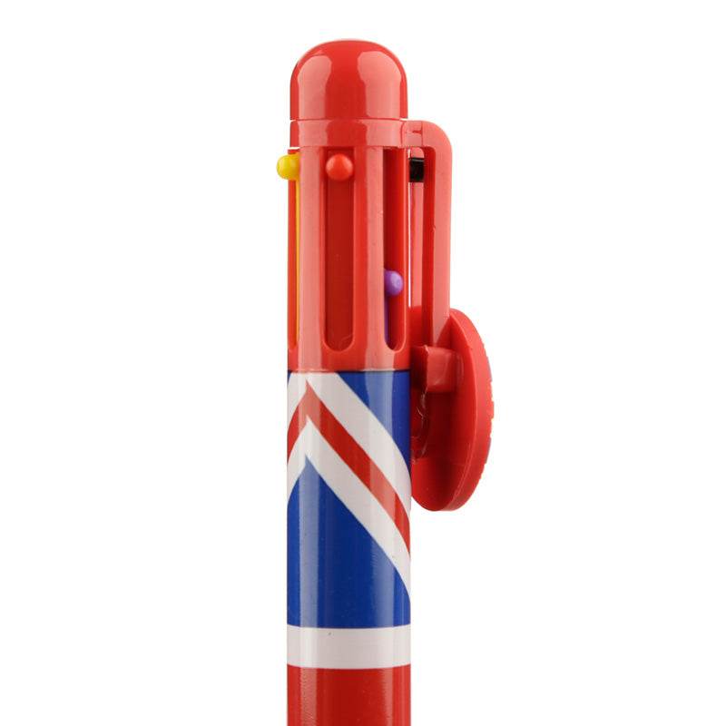 London Souvenir Union Jack Multi Colour Pen with Charm (6 Colours) - Gift Arch