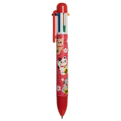 Maneki Neko Lucky Cat Multi Colour Pen (6 Colours) - Gift Arch