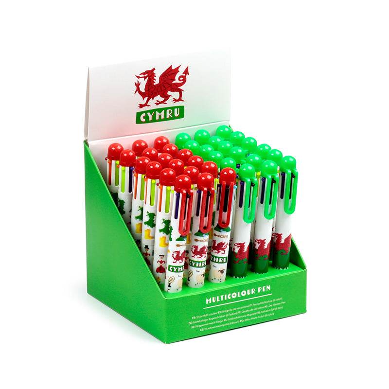Welsh Dragon Wales (Cymru) Souvenir Multi Colour Pen (6 Colours) - Gift Arch