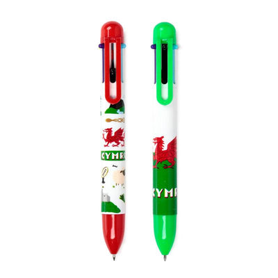 Welsh Dragon Wales (Cymru) Souvenir Multi Colour Pen (6 Colours) - Gift Arch