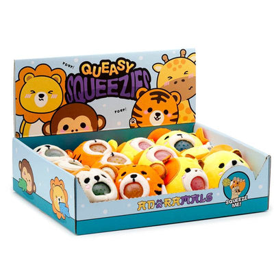Queasy Squeezies Adoramals Lion, Giraffe, Monkey, Tiger Plush Squeezy Toy - Gift Arch