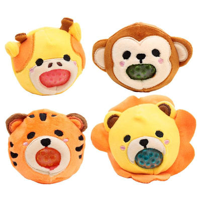 Queasy Squeezies Adoramals Lion, Giraffe, Monkey, Tiger Plush Squeezy Toy - Gift Arch