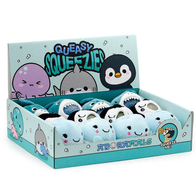 Queasy Squeezies Adoramals Sealife Octopus, Shark, Penguin Plush Squeezy Toy - Gift Arch