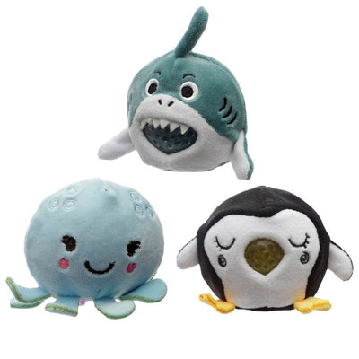 Queasy Squeezies Adoramals Sealife Octopus, Shark, Penguin Plush Squeezy Toy - Gift Arch