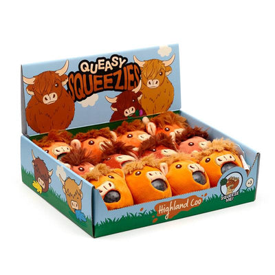 Queasy Squeezies Highland Coo Cow Plush Squeezy Toy - Gift Arch
