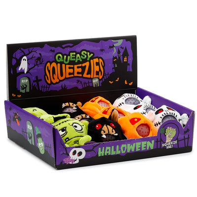 Queasy Squeezies Spooky Monster, Ghost, Bat, Pumpkin Plush Squeezy Toy - Gift Arch