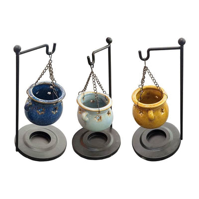 Eden Cauldron Shaped Hanging Oil Burner with Stand - Gift Arch