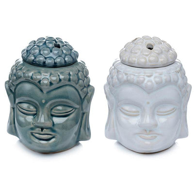Eden Crackle Glaze Thai Buddha Head Ceramic Oil Burner - Gift Arch