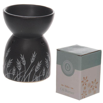 Eden Grass Design Black Ceramic Oil & Wax Melt Burner - Gift Arch