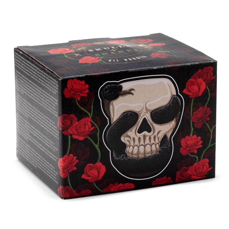 Skull with Coiled Snake Shaped Ceramic Oil Burner - Gift Arch