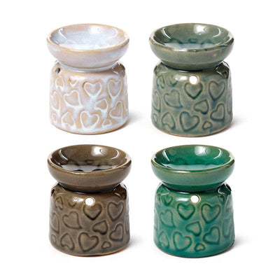 Small Ceramic Eden Oil Burner with Heart Pattern - Gift Arch