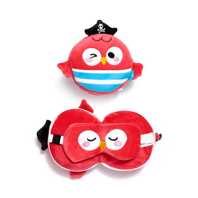 Relaxeazzz Jolly Roger Pirate Bembo the Parrot Travel Pillow & Eye Mask - Gift Arch