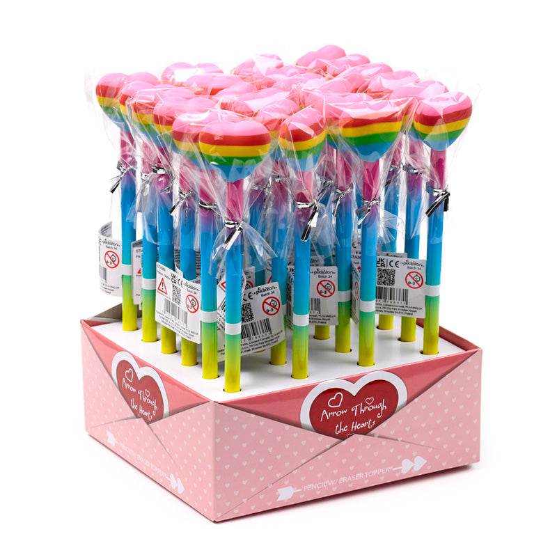 Rainbow Heart Pencil & Eraser Topper - Gift Arch