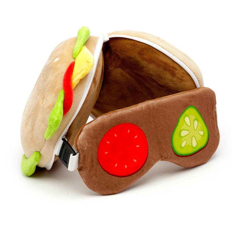 Relaxeazzz Fast Food Burger Plush Travel Pillow & Eye Mask - Gift Arch