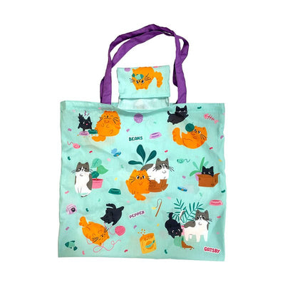 Foldable Reusable RPET Shopping Bag Beans & Co Cats - Gift Arch