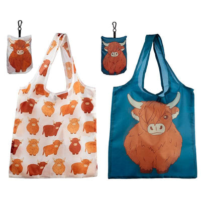 Foldable Reusable Shopping Bag Highland Coo Cow - Gift Arch