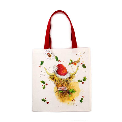 Jan Pashley Christmas Highland Coo Reusable Tote Bag - Gift Arch