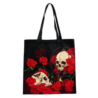 Skulls and Roses Reusable Tote Shopping Bag - Gift Arch